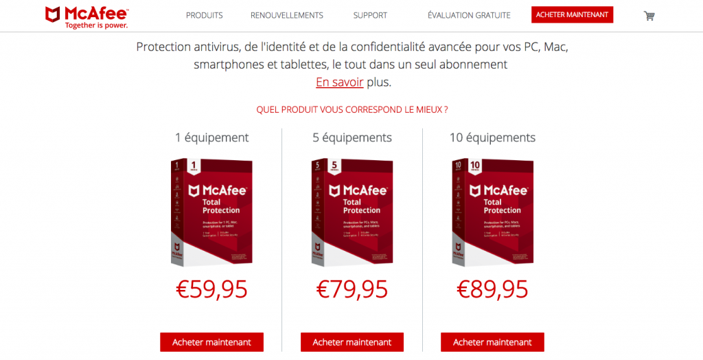 prix mcafee